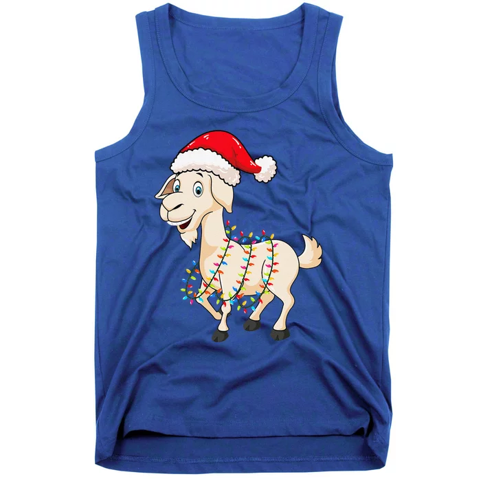 Christmas Lights Goat Wearing Xmas Hat Farmer Goat Lover Tank Top