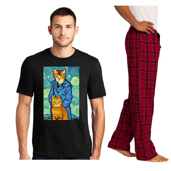 Cat Lover Gift Van Gogh Style Art Pajama Set