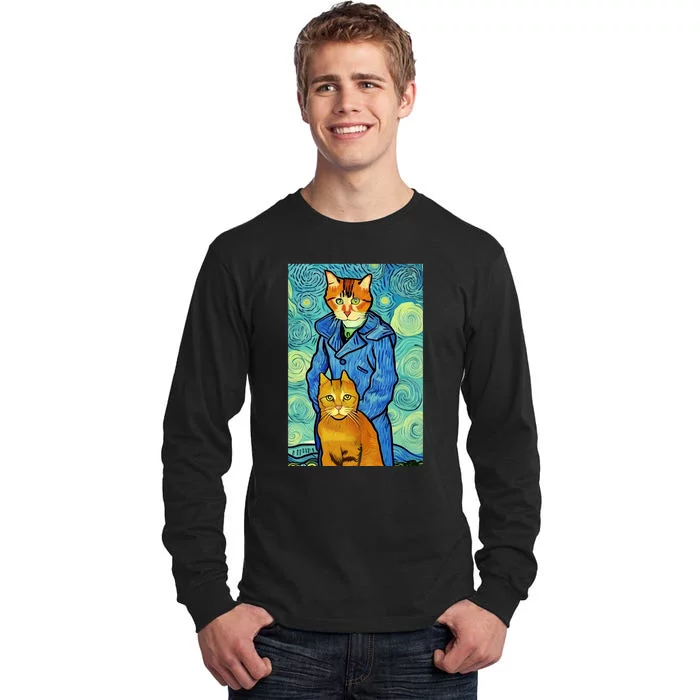 Cat Lover Gift Van Gogh Style Art Tall Long Sleeve T-Shirt