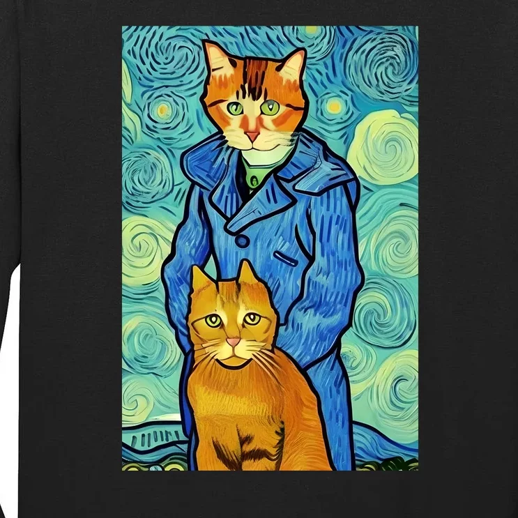 Cat Lover Gift Van Gogh Style Art Tall Long Sleeve T-Shirt