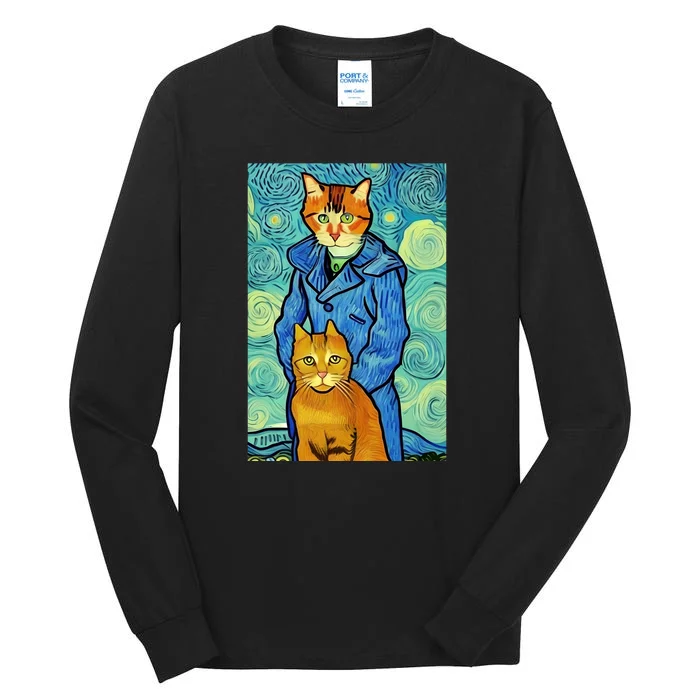 Cat Lover Gift Van Gogh Style Art Tall Long Sleeve T-Shirt