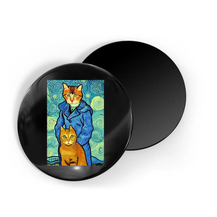 Cat Lover Gift Van Gogh Style Art Magnet