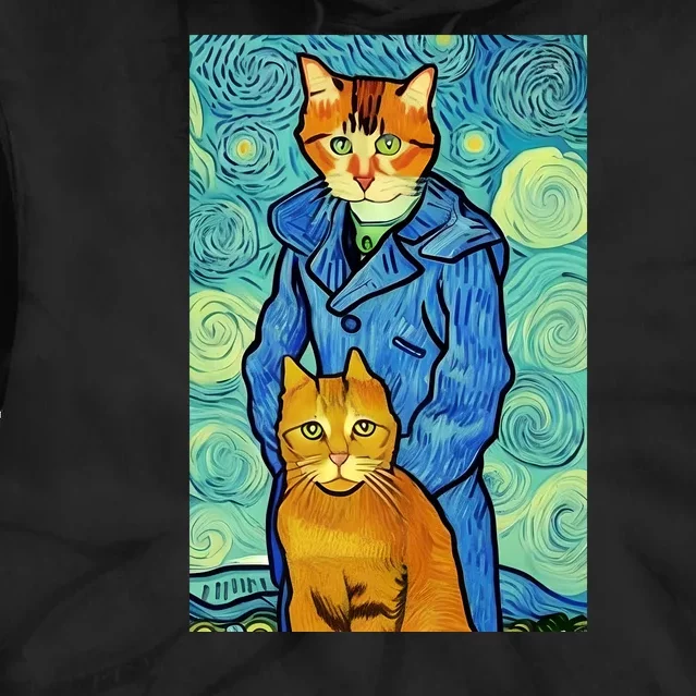 Cat Lover Gift Van Gogh Style Art Tie Dye Hoodie