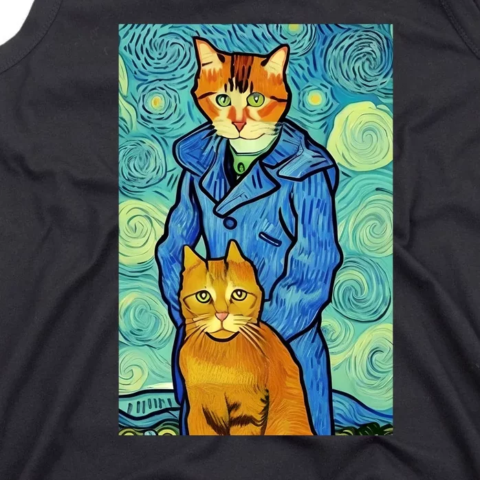 Cat Lover Gift Van Gogh Style Art Tank Top