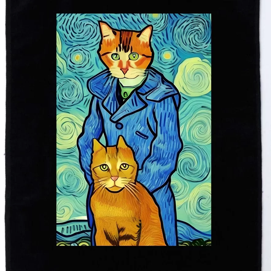 Cat Lover Gift Van Gogh Style Art Platinum Collection Golf Towel