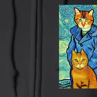 Cat Lover Gift Van Gogh Style Art Full Zip Hoodie