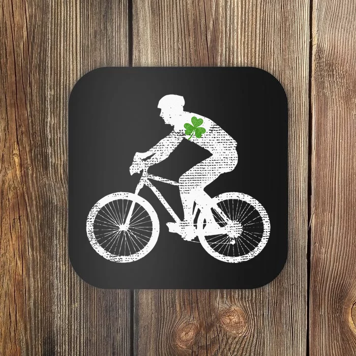 Cycling Lovers Green Shamrock Leaf St Patricks Day Coaster