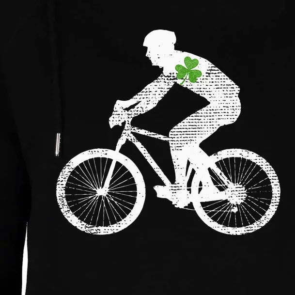 Cycling Lovers Green Shamrock Leaf St Patricks Day Womens Funnel Neck Pullover Hood