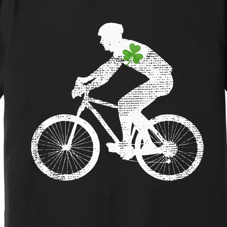 Cycling Lovers Green Shamrock Leaf St Patricks Day Premium T-Shirt