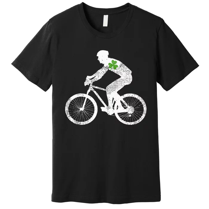 Cycling Lovers Green Shamrock Leaf St Patricks Day Premium T-Shirt