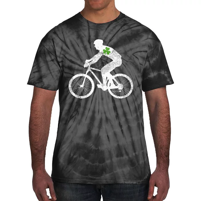 Cycling Lovers Green Shamrock Leaf St Patricks Day Tie-Dye T-Shirt