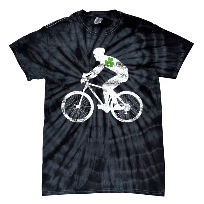 Cycling Lovers Green Shamrock Leaf St Patricks Day Tie-Dye T-Shirt