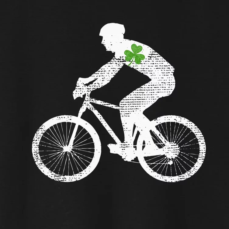 Cycling Lovers Green Shamrock Leaf St Patricks Day Women's Crop Top Tee