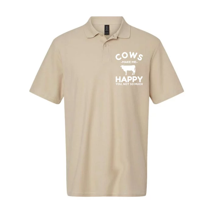 Cow Lover Gift Funny Cow Humor Gift Make Me Happy Softstyle Adult Sport Polo