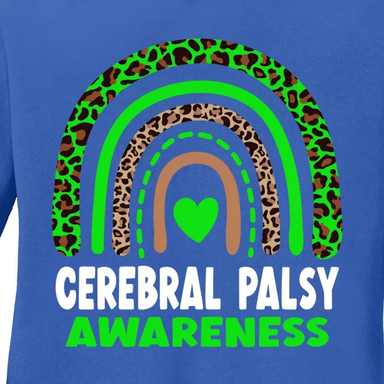 Cute Leopard Green Rainbow Cerebral Palsy Love Cute Gift Ladies Long Sleeve Shirt