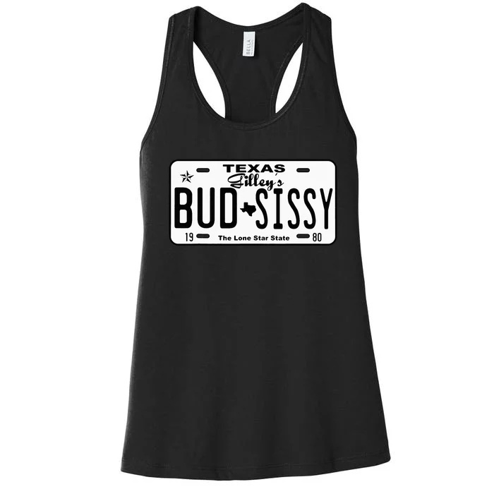 Country Love GilleyS Bud N Sissy Texas Cowboy License Women's Racerback Tank