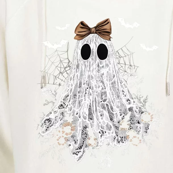 Cute Lace Ghost Halloween Womens Funnel Neck Pullover Hood