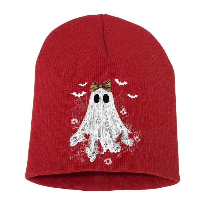 Cute Lace Ghost Halloween Short Acrylic Beanie