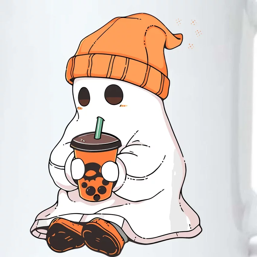 Cute Little Ghost Drinking Coffee Halloween Spooky Season Black Color Changing Mug