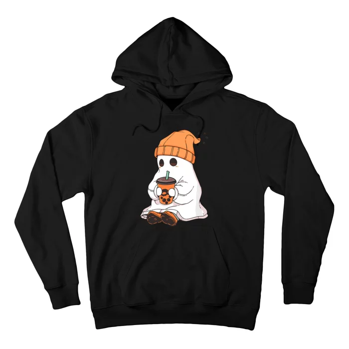 Cute Little Ghost Drinking Coffee Halloween Spooky Season Hoodie