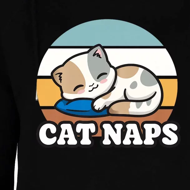 Cat Lovers Gift Nap Lover Sleepy Cute Kawaii Cat Naps Womens Funnel Neck Pullover Hood