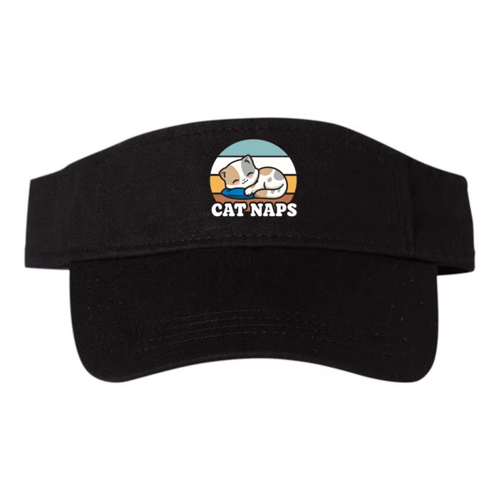 Cat Lovers Gift Nap Lover Sleepy Cute Kawaii Cat Naps Valucap Bio-Washed Visor