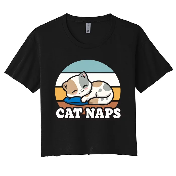 Cat Lovers Gift Nap Lover Sleepy Cute Kawaii Cat Naps Women's Crop Top Tee