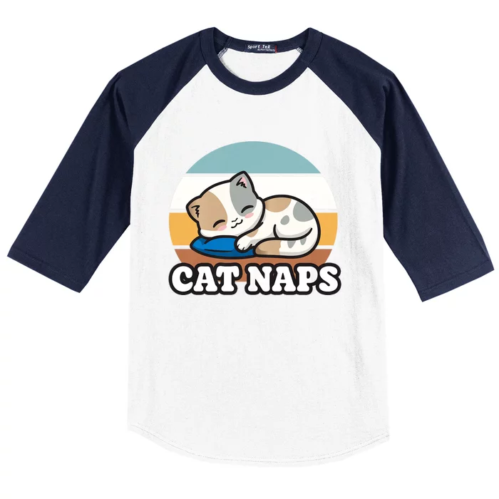 Cat Lovers Gift Nap Lover Sleepy Cute Kawaii Cat Naps Baseball Sleeve Shirt