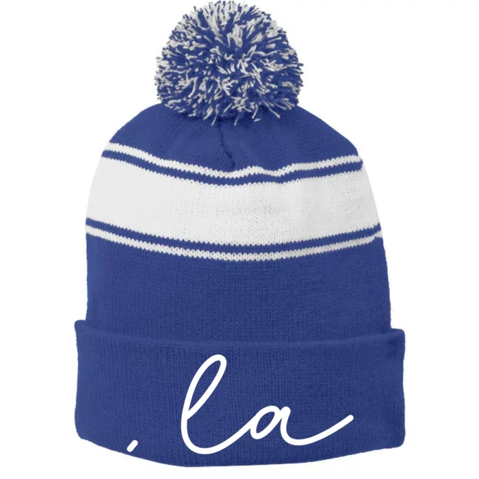 Comma La Gift Stripe Pom Pom Beanie