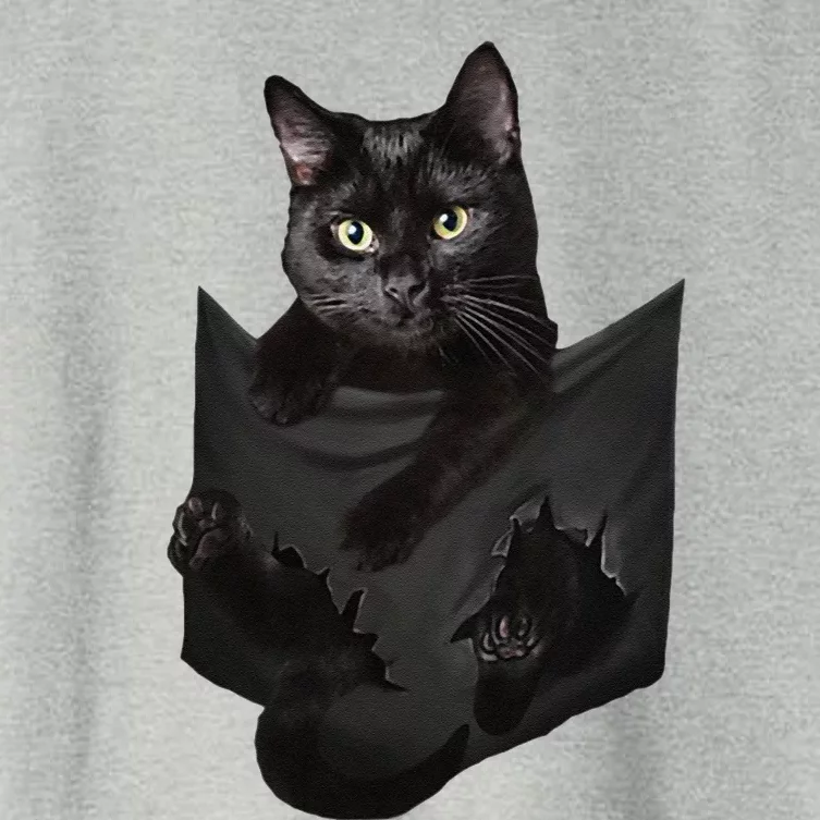 Cat Lovers Gifts Black Cat In Pocket Funny Kitten Face Women's Crop Top Tee