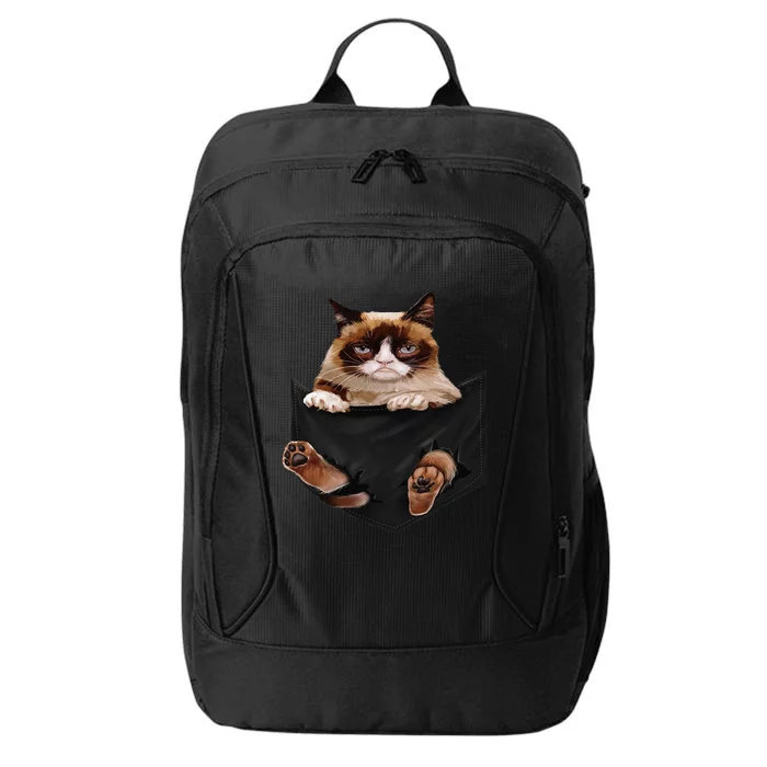 Cat Lovers Gifts Grumpy In Pocket Funny Kitten Face City Backpack