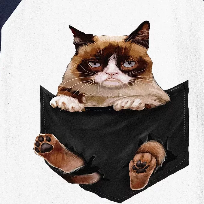 Cat Lovers Gifts Grumpy In Pocket Funny Kitten Face Baseball Sleeve Shirt