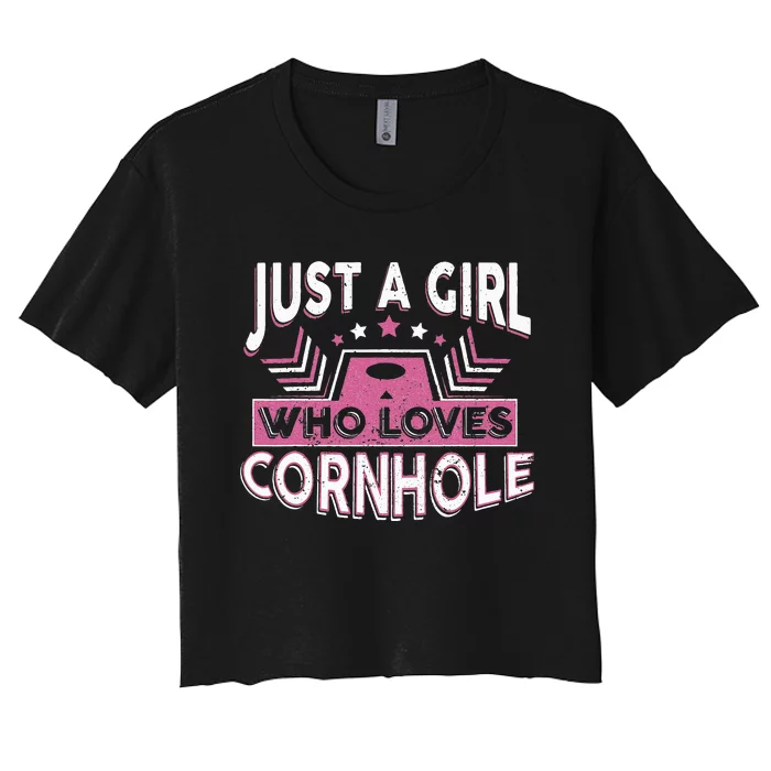 Cornhole Lawn Game Bean Bags Sack Cornhole Player Women's Crop Top Tee