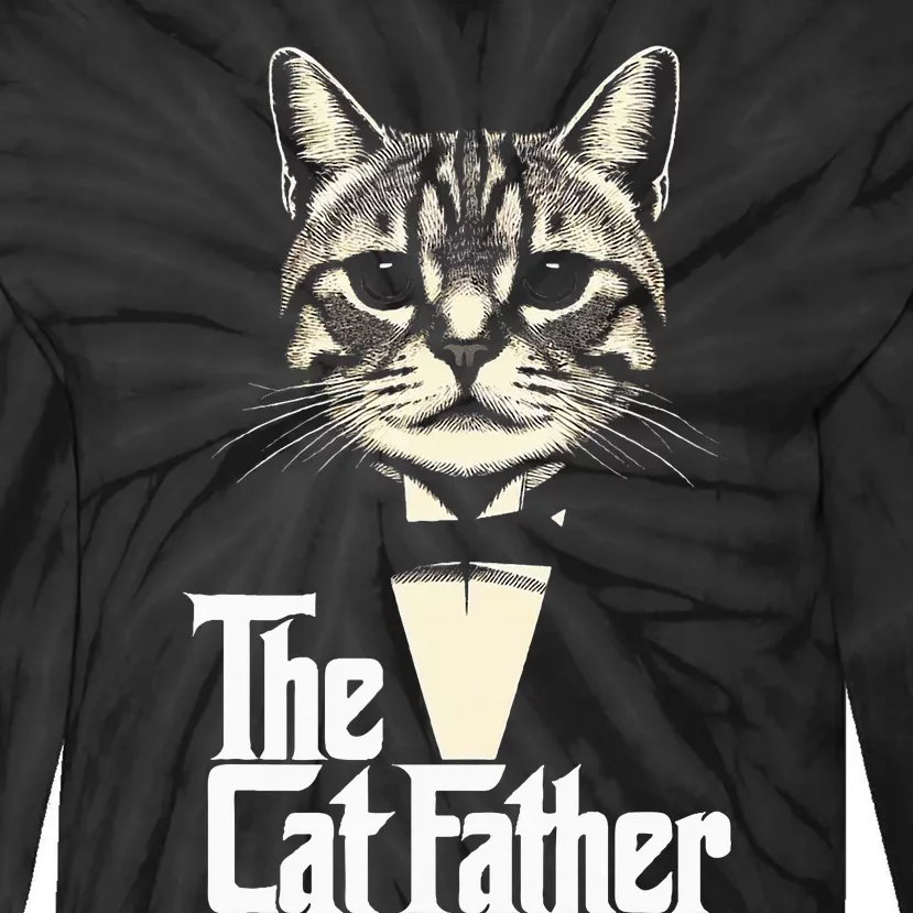 Cat Lover Gifts Funny The Catfather Cat Dad Tie-Dye Long Sleeve Shirt