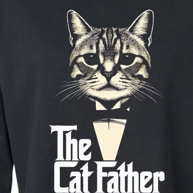 Cat Lover Gifts Funny The Catfather Cat Dad Cropped Pullover Crew