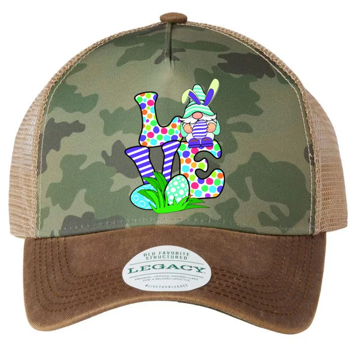 Cute Love Gnome Easter Egg Hunting Bunny Legacy Tie Dye Trucker Hat