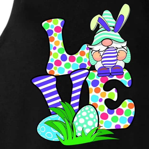 Cute Love Gnome Easter Egg Hunting Bunny Ladies Tri-Blend Wicking Tank