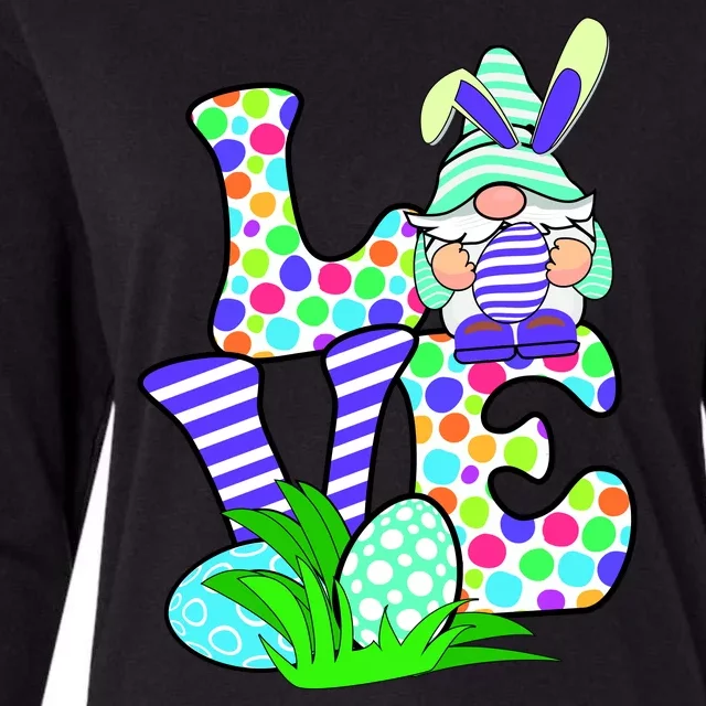 Cute Love Gnome Easter Egg Hunting Bunny Womens Cotton Relaxed Long Sleeve T-Shirt