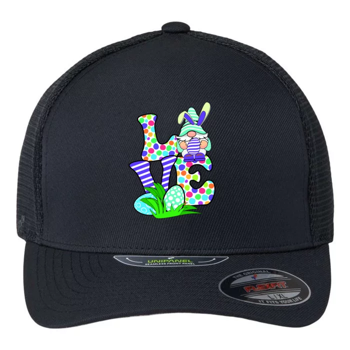 Cute Love Gnome Easter Egg Hunting Bunny Flexfit Unipanel Trucker Cap