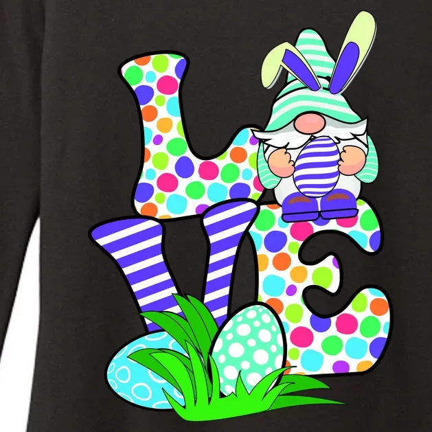 Cute Love Gnome Easter Egg Hunting Bunny Womens CVC Long Sleeve Shirt