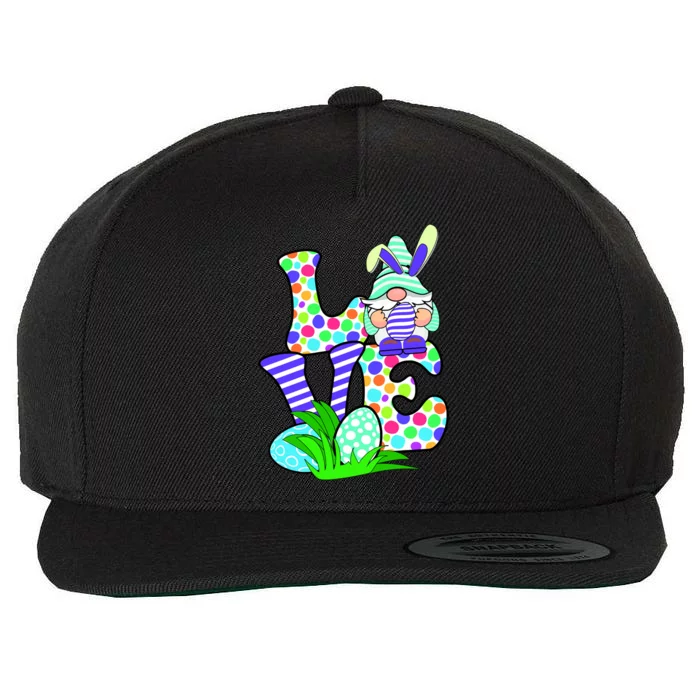 Cute Love Gnome Easter Egg Hunting Bunny Wool Snapback Cap