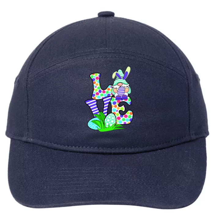 Cute Love Gnome Easter Egg Hunting Bunny 7-Panel Snapback Hat