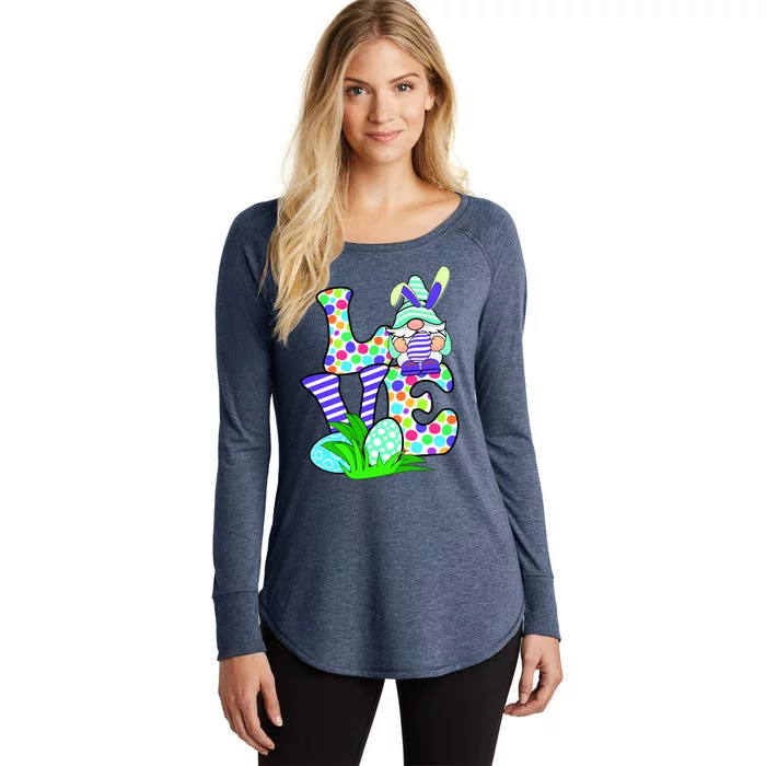 Cute Love Gnome Easter Egg Hunting Bunny Women's Perfect Tri Tunic Long Sleeve Shirt