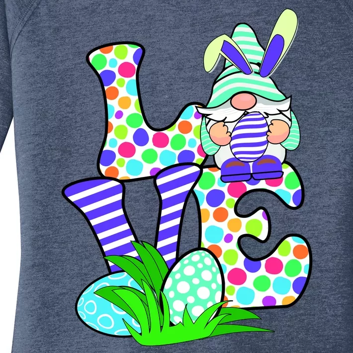 Cute Love Gnome Easter Egg Hunting Bunny Women's Perfect Tri Tunic Long Sleeve Shirt