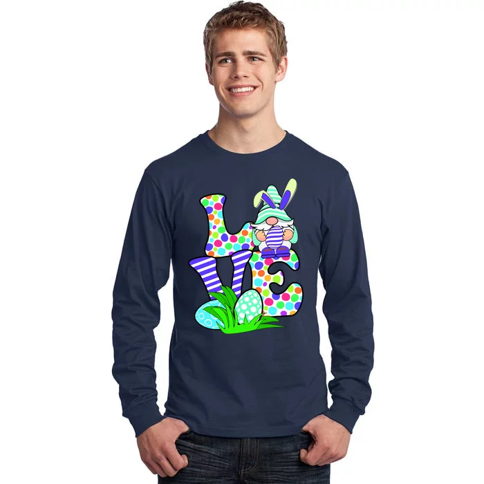 Cute Love Gnome Easter Egg Hunting Bunny Tall Long Sleeve T-Shirt