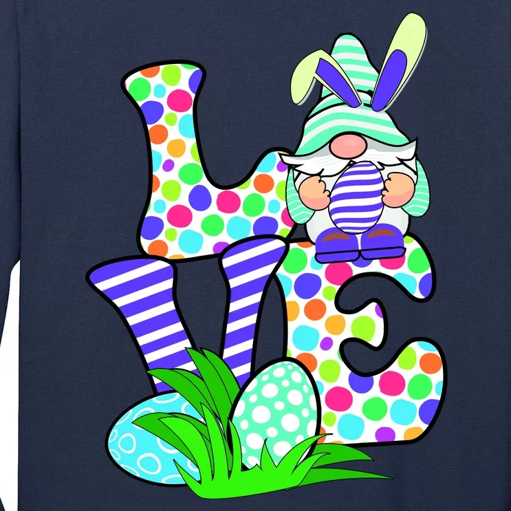 Cute Love Gnome Easter Egg Hunting Bunny Tall Long Sleeve T-Shirt