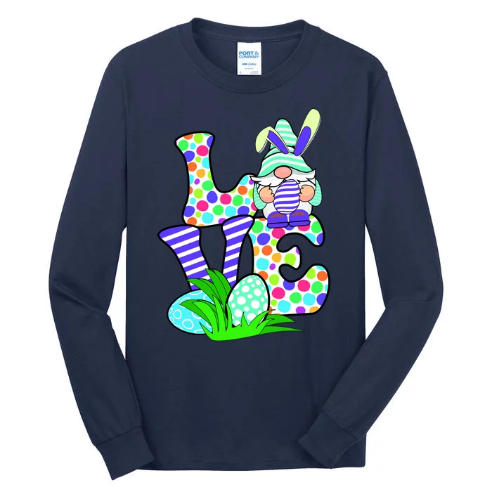 Cute Love Gnome Easter Egg Hunting Bunny Tall Long Sleeve T-Shirt