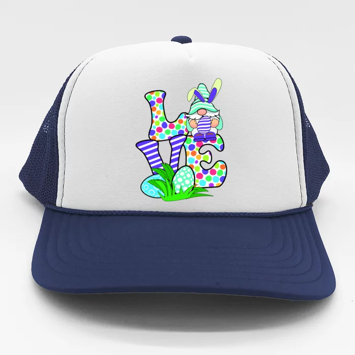 Cute Love Gnome Easter Egg Hunting Bunny Trucker Hat