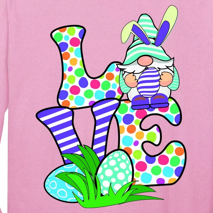 Cute Love Gnome Easter Egg Hunting Bunny Long Sleeve Shirt