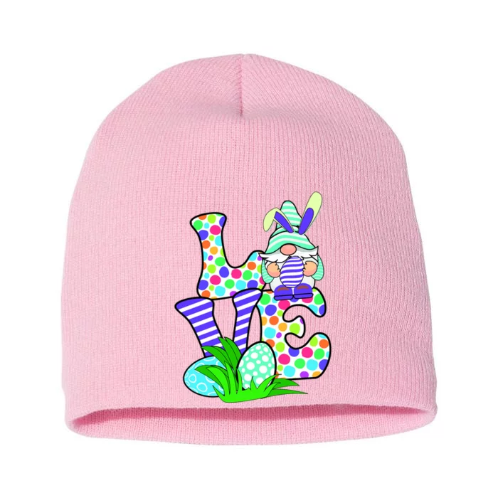 Cute Love Gnome Easter Egg Hunting Bunny Short Acrylic Beanie